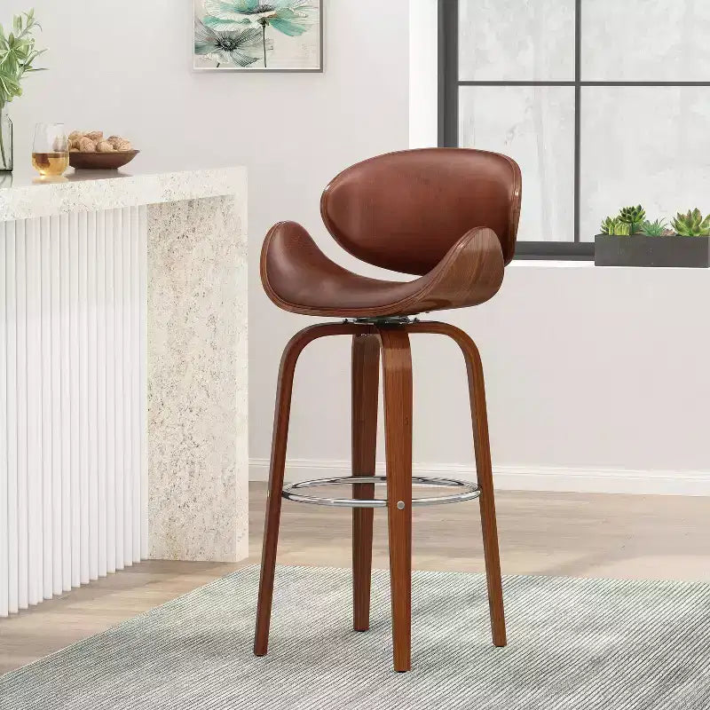 Sgabello da bar girevole in similpelle stile Mid-Century Modern
